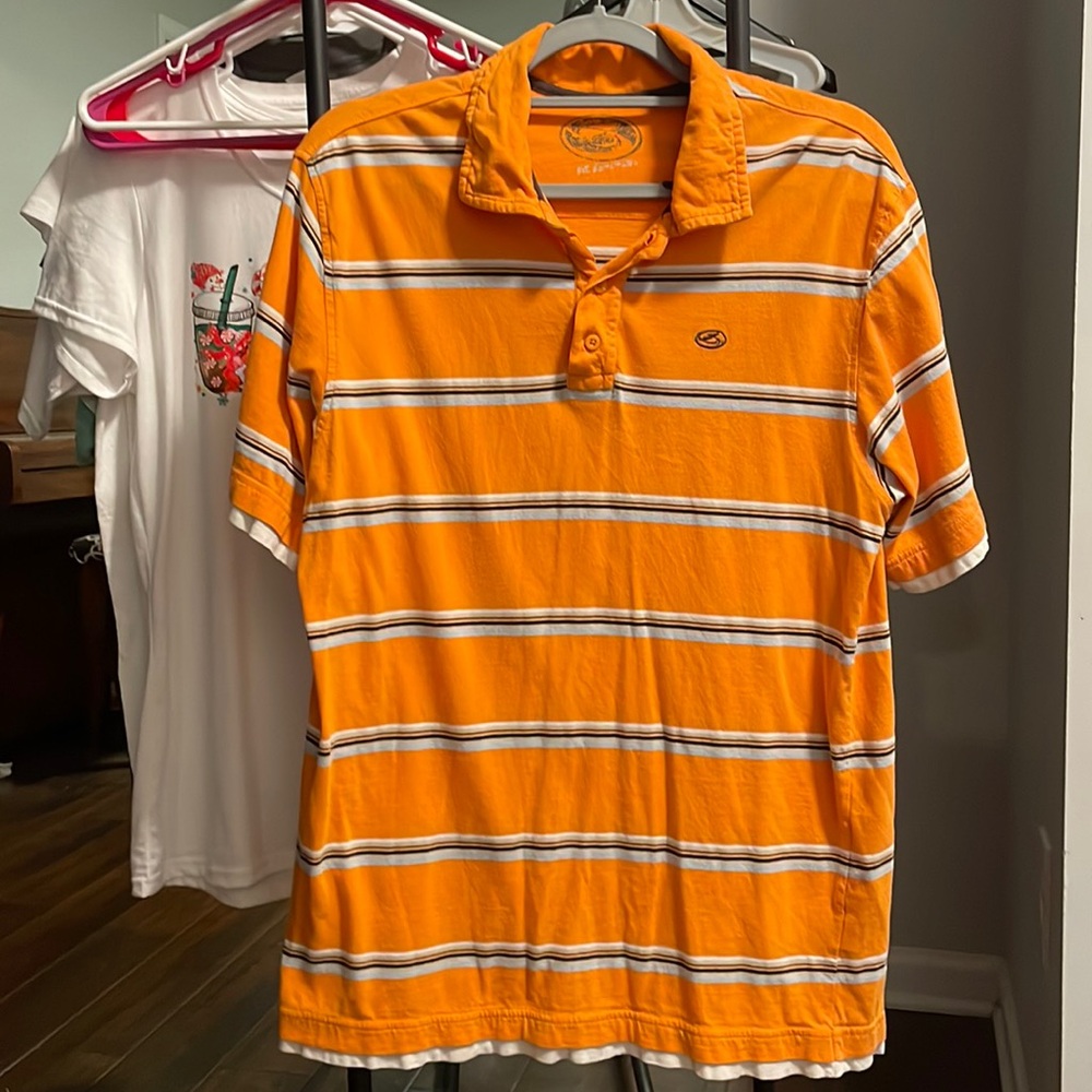 Kirra Medium Orange Striped Polo Shirt